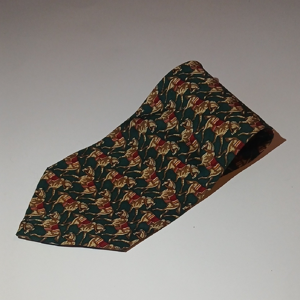 Vintage Classic Green Patterned Men's Tie, See Photo Mising Bla Excellent Cond